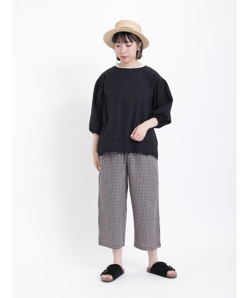 Samansa Mos2（サマンサ モスモス）の「リネンレーヨンゆるテーパード8分丈パンツ（その他パンツ・レディース・グレー/ブルー/ブラック/チャコール/ベージュ・ﾌﾘ-）」の14枚目の写真