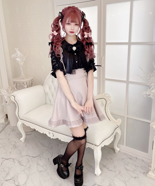 MA*RS(アメーバーマーズ)の「パールハートフレアスカート(スカート・レディース・ピンク/ブラック・FREE)」の22枚目の写真