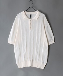 cable knitting polo shirt /ケーブル編み サマーニット ポロシャツ