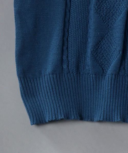 SITRY(シトリー)の「cable knitting polo shirt /ケーブル編み サマーニット ポロシャツ(ポロシャツ・メンズ・ブラック/ホワイト/ネイビー・L/XL/M)」の8枚目の写真