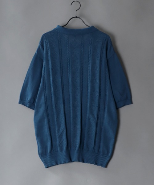 SITRY(シトリー)の「cable knitting polo shirt /ケーブル編み サマーニット ポロシャツ(ポロシャツ・メンズ・ブラック/ホワイト/ネイビー・L/XL/M)」の10枚目の写真