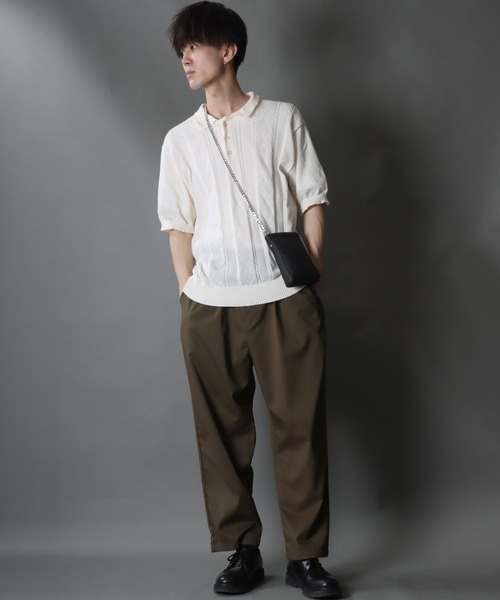 SITRY(シトリー)の「cable knitting polo shirt /ケーブル編み サマーニット ポロシャツ(ポロシャツ・メンズ・ブラック/ホワイト/ネイビー・L/XL/M)」の20枚目の写真