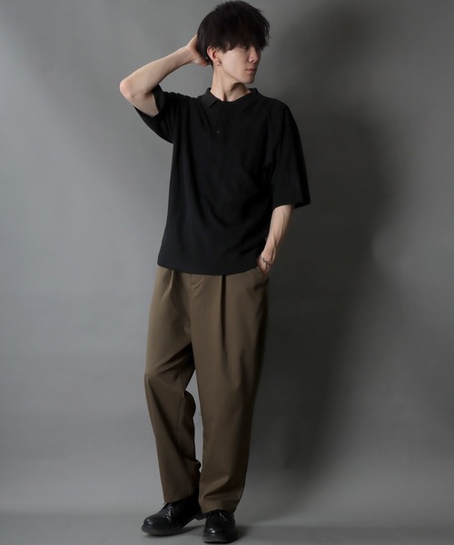 SITRY(シトリー)の「cable knitting polo shirt /ケーブル編み サマーニット ポロシャツ(ポロシャツ・メンズ・ブラック/ホワイト/ネイビー・L/XL/M)」の22枚目の写真