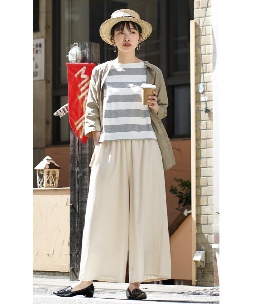 zootie(ズーティー)の「リネンライクコットン ウエストギャザーパンツ(その他パンツ・レディース・ブラック/グリーン/ベージュ/アイボリー・M)」の11枚目の写真
