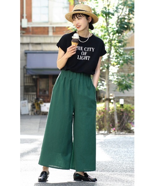 zootie(ズーティー)の「リネンライクコットン ウエストギャザーパンツ(その他パンツ・レディース・ブラック/グリーン/ベージュ/アイボリー・M)」の9枚目の写真