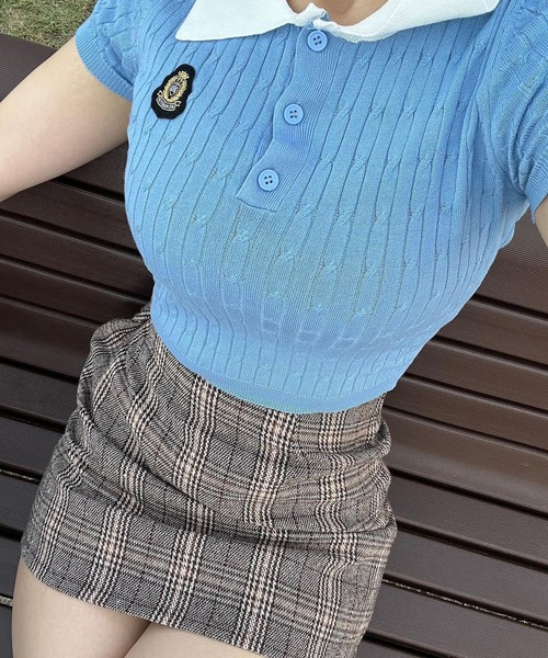 ROOPTOKYO（ループトウキョウ）の「KNIT POLO / ニットポロシャツ（ポロシャツ・レディース・ピンク/クリーム/グレー/ブルー・S/M/1/2）」の3枚目の写真