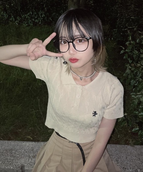 ROOPTOKYO（ループトウキョウ）の「KNIT POLO / ニットポロシャツ（ポロシャツ・レディース・ピンク/クリーム/グレー/ブルー・S/M/1/2）」の12枚目の写真