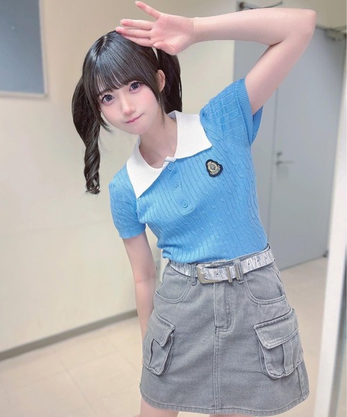 ROOPTOKYO（ループトウキョウ）の「KNIT POLO / ニットポロシャツ（ポロシャツ・レディース・ピンク/クリーム/グレー/ブルー・S/M/1/2）」の9枚目の写真