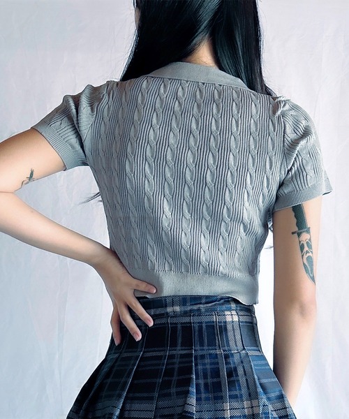 ROOPTOKYO（ループトウキョウ）の「KNIT POLO / ニットポロシャツ（ポロシャツ・レディース・ピンク/クリーム/グレー/ブルー・S/M/1/2）」の18枚目の写真