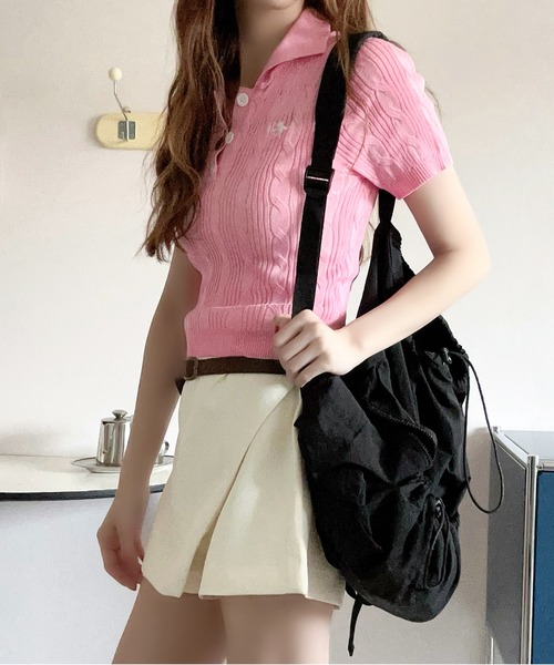 ROOPTOKYO（ループトウキョウ）の「KNIT POLO / ニットポロシャツ（ポロシャツ・レディース・ピンク/クリーム/グレー/ブルー・S/M/1/2）」の20枚目の写真