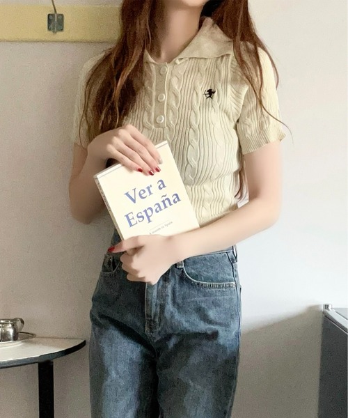 ROOPTOKYO（ループトウキョウ）の「KNIT POLO / ニットポロシャツ（ポロシャツ・レディース・ピンク/クリーム/グレー/ブルー・S/M/1/2）」の21枚目の写真