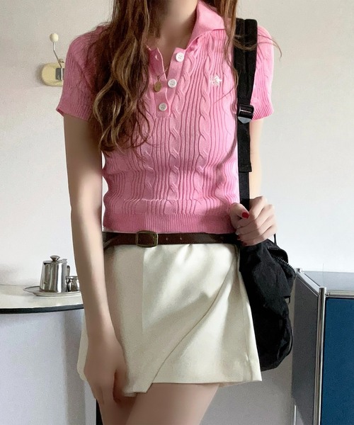ROOPTOKYO（ループトウキョウ）の「KNIT POLO / ニットポロシャツ（ポロシャツ・レディース・ピンク/クリーム/グレー/ブルー・S/M/1/2）」の17枚目の写真