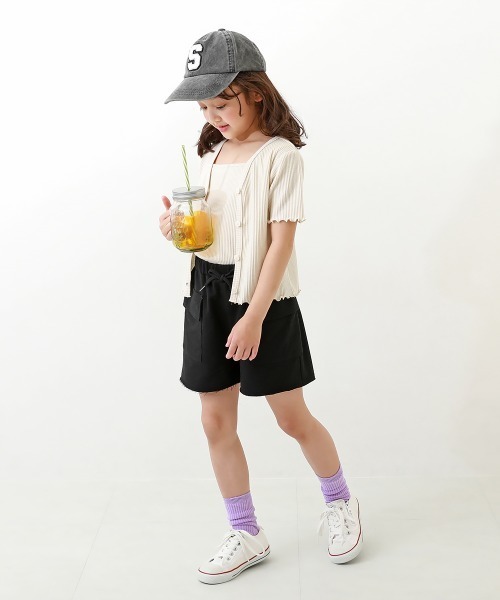 カーディガン、半袖、ズボン、アニメセット、\r 6 SERACE】Oversize openwork short sleeve mesh cardigan