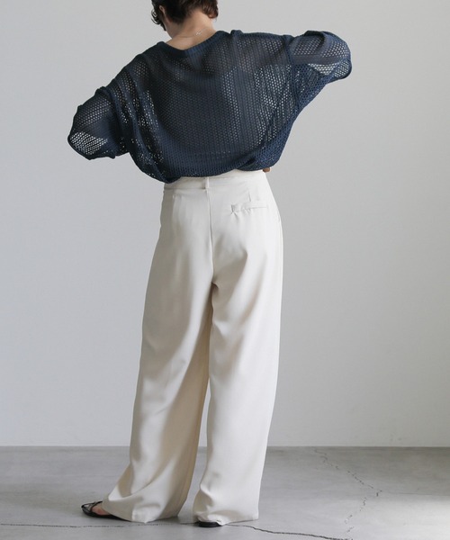 select MOCA(セレクトモカ)の「リネンタッチメッシュニットトップス(ニット/セーター・レディース・アイボリー/ブラック/ブルー/グリーン/ブラウン/グレイッシュベージュ・FREE)」の15枚目の写真