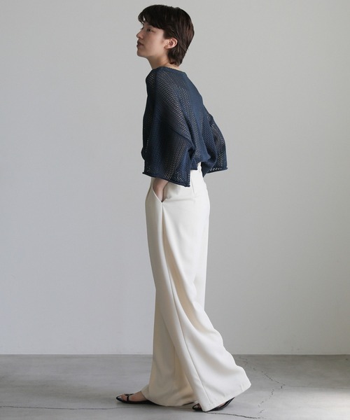 【美品】TANタン 2WAY リネン混 メッシュニットトップス select MOCA ニット セーター リネンタッチメッシュニット
