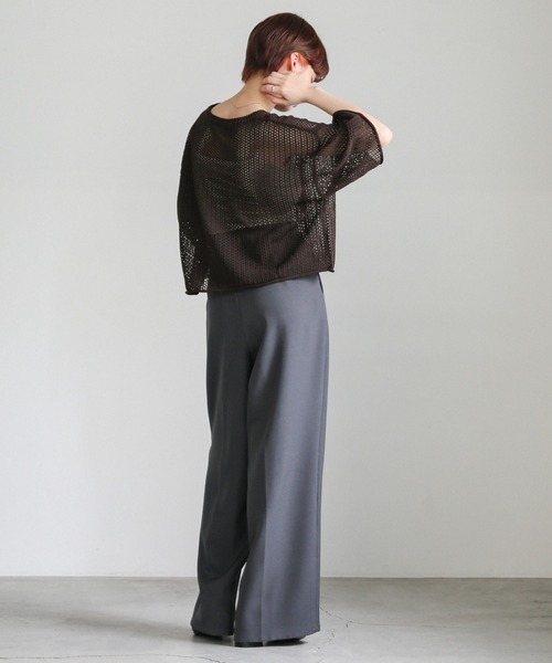 リネンタッチメッシュニットトップス（ニット/セーター）｜select MOCA