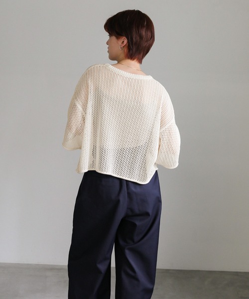 select MOCA(セレクトモカ)の「リネンタッチメッシュニットトップス(ニット/セーター・レディース・アイボリー/ブラック/ブルー/グリーン/ブラウン/グレイッシュベージュ・FREE/LARGE)」の22枚目の写真