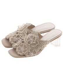 Dior 花柄刺繍 ミュール サンダル ヒール約8cm Dior 花柄刺繍 ミュール