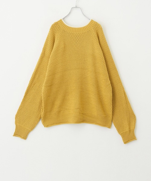 CUBE SUGAR(キューブシュガー)の「バルキーニットリボン付前後着プルオーバー(ニット/セーター・レディース・マスタード/ナチュラル/パープル/ホワイト×ブラック/ブラック・M)」の22枚目の写真