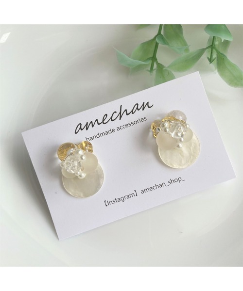 tone(トーン)の「【amechan】海の泡(ピアス)(MA)(ピアス(両耳用)・レディース・ホワイト/ゴールド・FREE)」の2枚目の写真