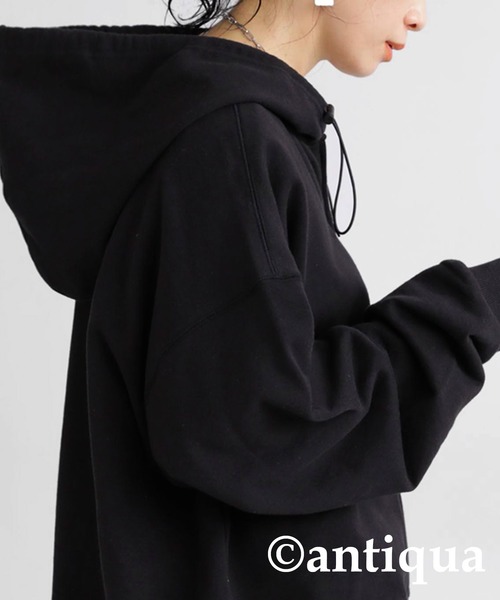 antiqua（アンティカ）の「綿100%裏毛ジップパーカー（パーカー・レディース・ブラック/杢グレー・FREE）」の12枚目の写真