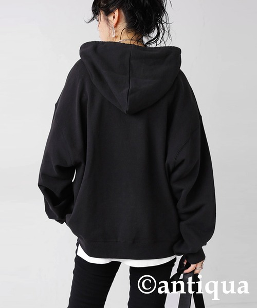 antiqua（アンティカ）の「綿100%裏毛ジップパーカー（パーカー・レディース・ブラック/杢グレー・FREE）」の20枚目の写真