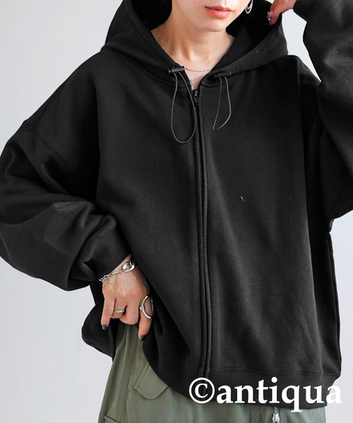antiqua（アンティカ）の「綿100%裏毛ジップパーカー（パーカー・レディース・ブラック/杢グレー・FREE）」の17枚目の写真