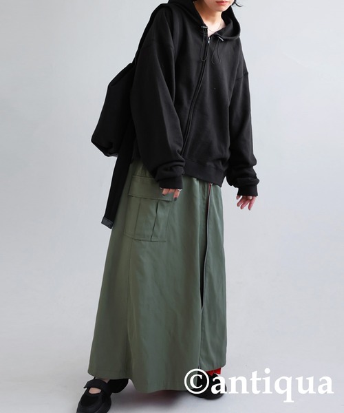 antiqua（アンティカ）の「綿100%裏毛ジップパーカー（パーカー・レディース・ブラック/杢グレー・FREE）」の8枚目の写真