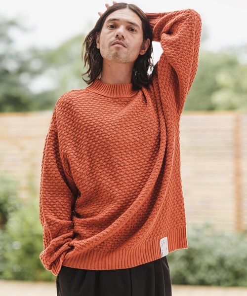 CAMBIO（カンビオ）の「mn2793- Waffle Mock Neck Knit Pullover ニット（ニット/セーター・メンズ・グレー/グリーン/ブラック/オレンジ/マスタード・M/L）」の6枚目の写真