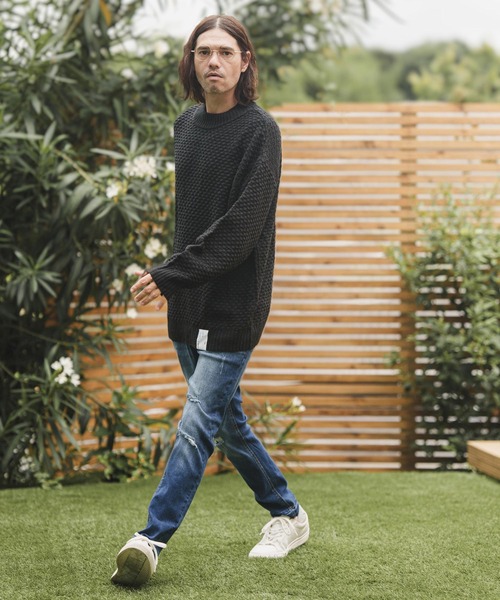 CAMBIO（カンビオ）の「mn2793- Waffle Mock Neck Knit Pullover ニット（ニット/セーター・メンズ・グレー/グリーン/ブラック/オレンジ/マスタード・M/L）」の14枚目の写真