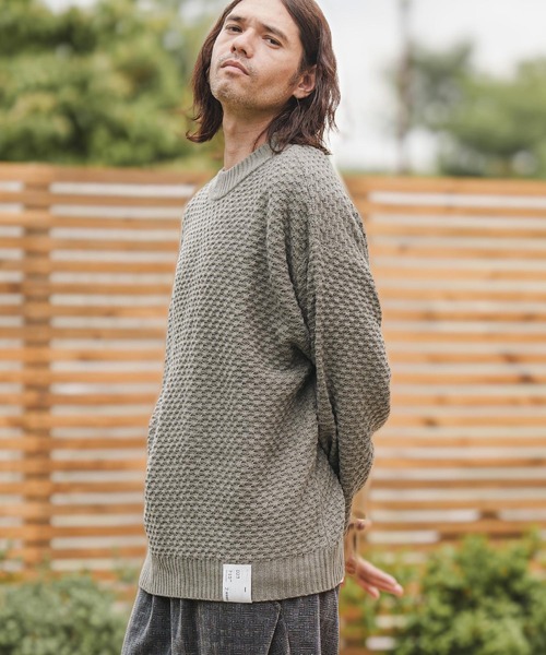 CAMBIO（カンビオ）の「mn2793- Waffle Mock Neck Knit Pullover ニット（ニット/セーター・メンズ・グレー/グリーン/ブラック/オレンジ/マスタード・M/L）」の16枚目の写真