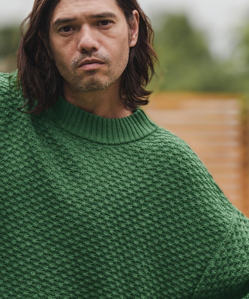 CAMBIO（カンビオ）の「mn2793- Waffle Mock Neck Knit Pullover ニット（ニット/セーター・メンズ・グレー/グリーン/ブラック/オレンジ/マスタード・M/L）」の22枚目の写真