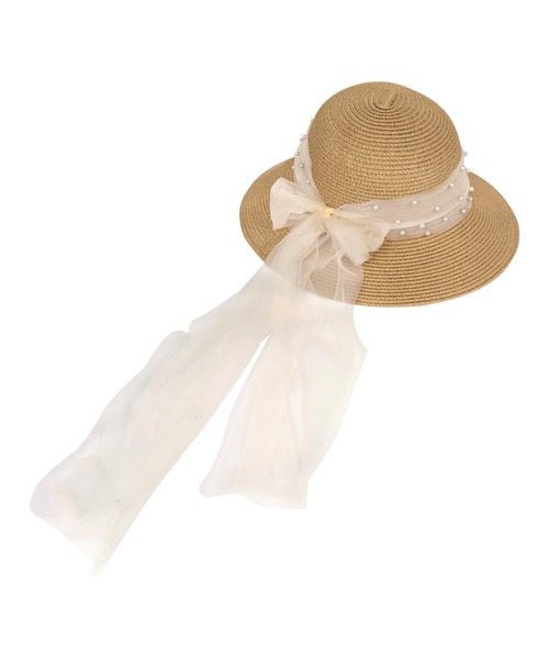 Tika(ティカ)の「麦わら帽子 リボン 水着小物 シアーパール リボン付き ストローハット(スイムグッズ・レディース・ブラウン・FREE)」の6枚目の写真