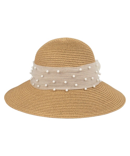 Tika(ティカ)の「麦わら帽子 リボン 水着小物 シアーパール リボン付き ストローハット(スイムグッズ・レディース・ブラウン・FREE)」の7枚目の写真