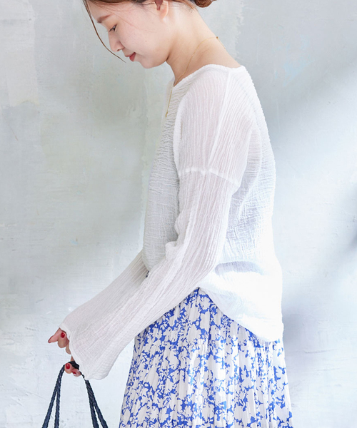 IENA（イエナ）の「《追加2》【LES ATELIERS FRANCAIS DE CONFECTION】ロングスリーブトップス（シャツ/ブラウス・レディース・ブラック/チャコールグレー/ホワイト・FREE）」の8枚目の写真