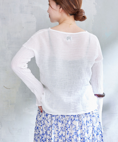 IENA（イエナ）の「《追加2》【LES ATELIERS FRANCAIS DE CONFECTION】ロングスリーブトップス（シャツ/ブラウス・レディース・ブラック/チャコールグレー/ホワイト・FREE）」の9枚目の写真