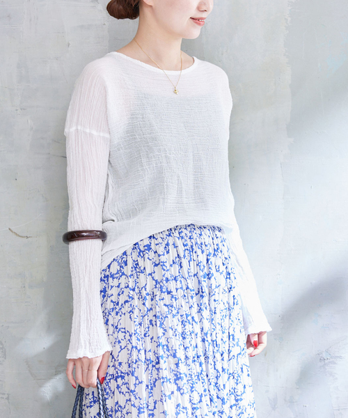 IENA（イエナ）の「《追加2》【LES ATELIERS FRANCAIS DE CONFECTION】ロングスリーブトップス（シャツ/ブラウス・レディース・ブラック/チャコールグレー/ホワイト・FREE）」の10枚目の写真