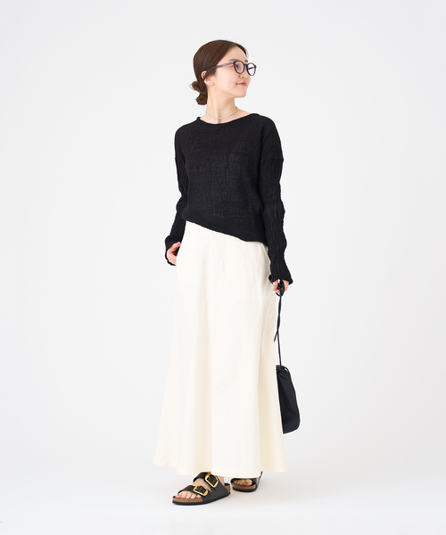 IENA（イエナ）の「《追加2》【LES ATELIERS FRANCAIS DE CONFECTION】ロングスリーブトップス（シャツ/ブラウス・レディース・ブラック/チャコールグレー/ホワイト・FREE）」の11枚目の写真