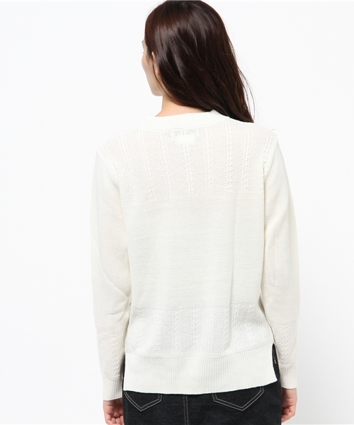 OUTLET（アウトレット）の「【CIAOPANIC TYPY】ケーブル切替ボトルネックニットプルオーバー（ニット/セーター・レディース・ネイビー/イエロー/ホワイト・FREE）」の6枚目の写真