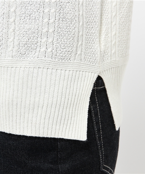 OUTLET（アウトレット）の「【CIAOPANIC TYPY】ケーブル切替ボトルネックニットプルオーバー（ニット/セーター・レディース・ネイビー/イエロー/ホワイト・FREE）」の9枚目の写真