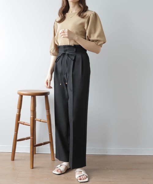 mil(ミル)の「【150㎝前後の小柄さんサイズ】パフスリーブシボトップス(Tシャツ/カットソー・レディース・ラベンダー/ブラック/オフホワイト/ベージュ・XS/S)」の10枚目の写真