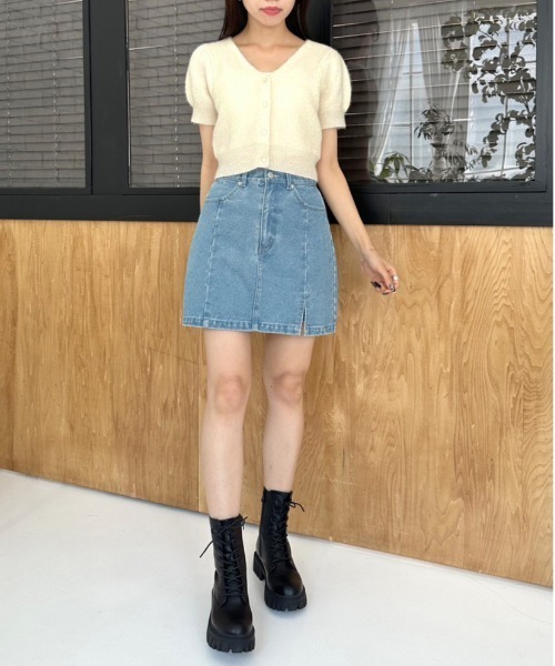 OLIVE des OLIVE（オリーブデオリーブ）の「キラキラ半袖ニット　1032050090（カーディガン/ボレロ・レディース・ピンク/アイボリー/ブルー・FREE）」の4枚目の写真