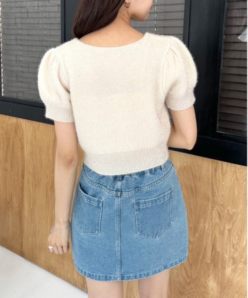 OLIVE des OLIVE（オリーブデオリーブ）の「キラキラ半袖ニット　1032050090（カーディガン/ボレロ・レディース・ピンク/アイボリー/ブルー・FREE）」の9枚目の写真