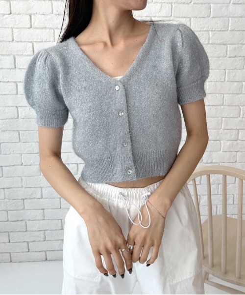 OLIVE des OLIVE（オリーブデオリーブ）の「キラキラ半袖ニット　1032050090（カーディガン/ボレロ・レディース・ピンク/アイボリー/ブルー・FREE）」の13枚目の写真