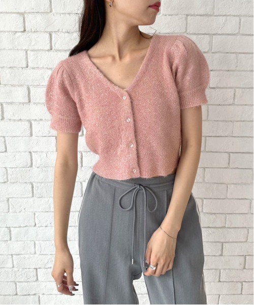 OLIVE des OLIVE（オリーブデオリーブ）の「キラキラ半袖ニット　1032050090（カーディガン/ボレロ・レディース・ピンク/アイボリー/ブルー・FREE）」の21枚目の写真