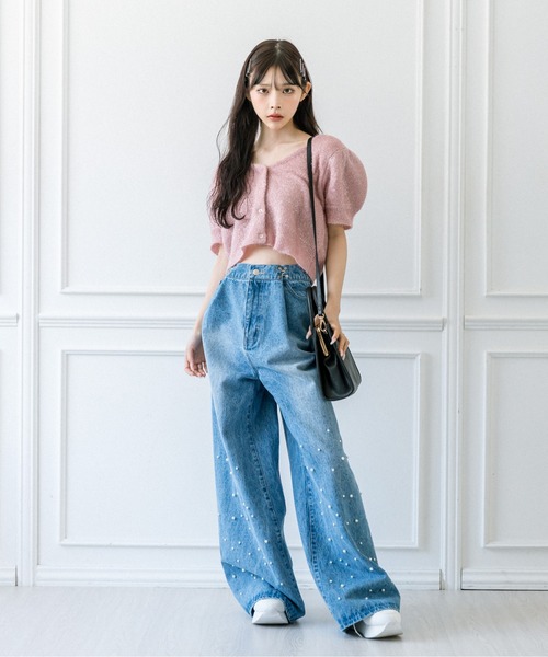 OLIVE des OLIVE（オリーブデオリーブ）の「キラキラ半袖ニット　1032050090（カーディガン/ボレロ・レディース・ピンク/アイボリー/ブルー・FREE）」の17枚目の写真