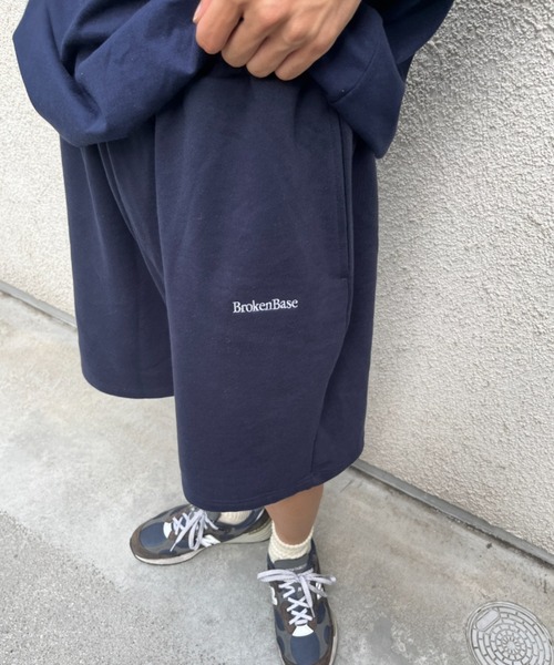 BROKEN BASE（ブロークンベース）の「ワンポイント刺繍スウェットハーフパンツ（スウェットパンツ・メンズ・杢グレー/ネイビー・MEDIUM/LARGE）」の8枚目の写真