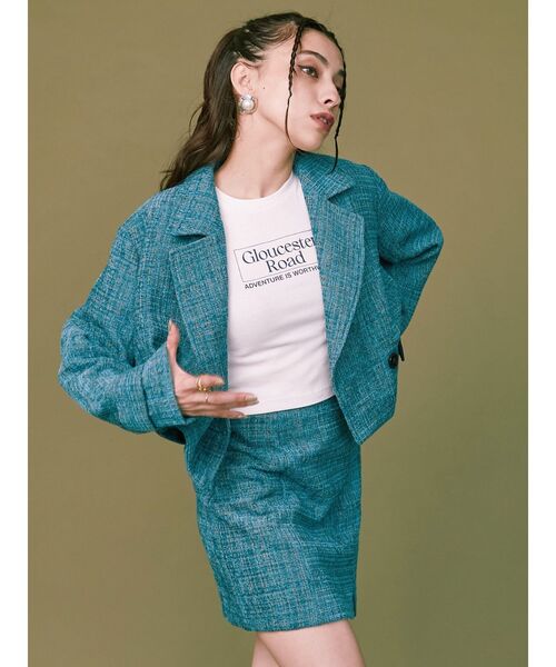 EVRIS（エヴリス）の「Gloucester Road タイトショートトップス（Tシャツ/カットソー・レディース・ブラック/ホワイト/ネイビー・FREE）」の9枚目の写真