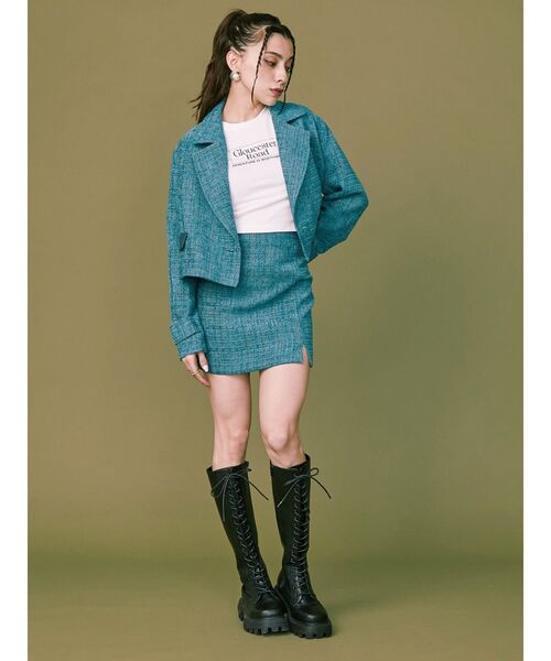 EVRIS（エヴリス）の「Gloucester Road タイトショートトップス（Tシャツ/カットソー・レディース・ブラック/ホワイト/ネイビー・FREE）」の11枚目の写真