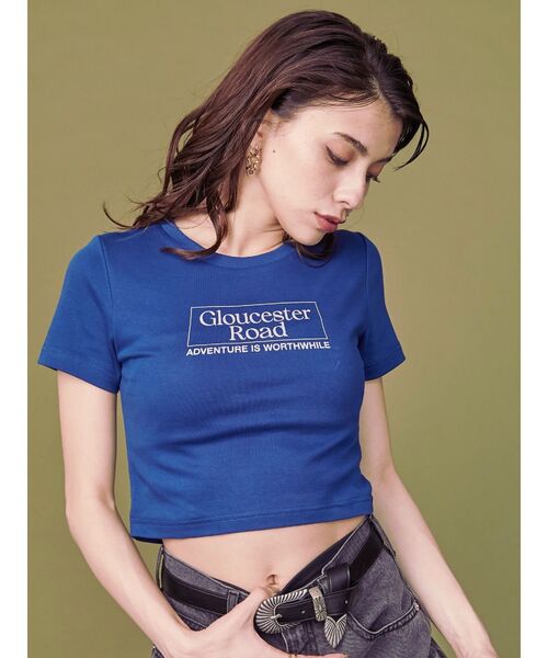 EVRIS（エヴリス）の「Gloucester Road タイトショートトップス（Tシャツ/カットソー・レディース・ブラック/ホワイト/ネイビー・FREE）」の12枚目の写真